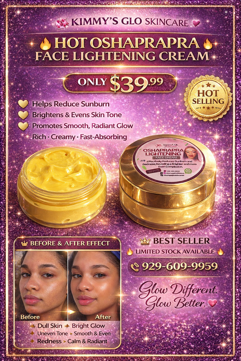 Crema facial caliente oshaprapra/RESPLANDOR BRONCEADO