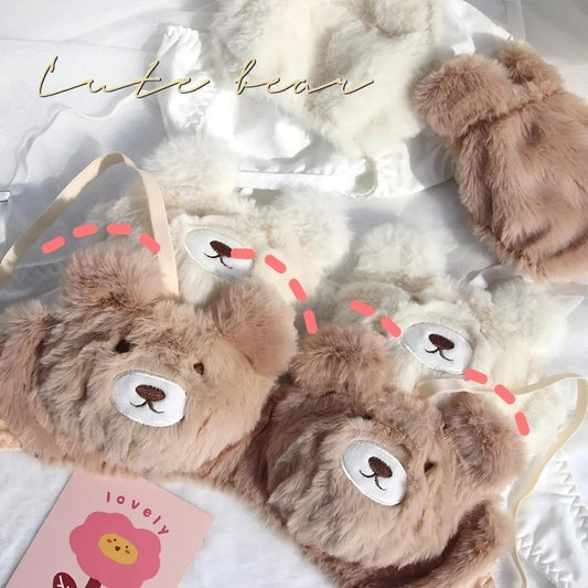 Conjunto de lencería de sujetador de peluche
