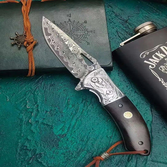 Couteau pliant en acier Damas