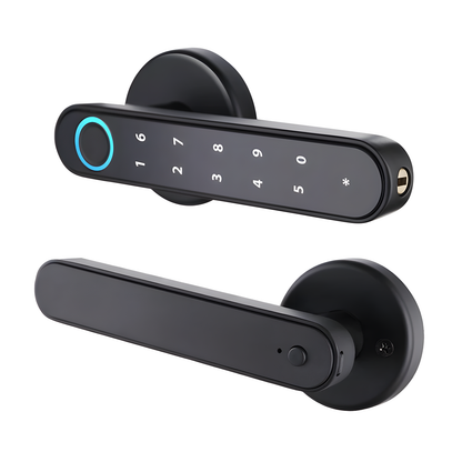 Fingerprint Lever Door Handle with Key Backup