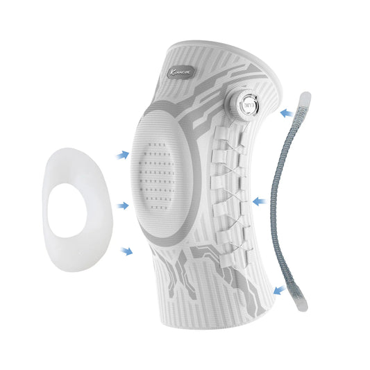 Genouillère réglable avec stabilisateur rotulien