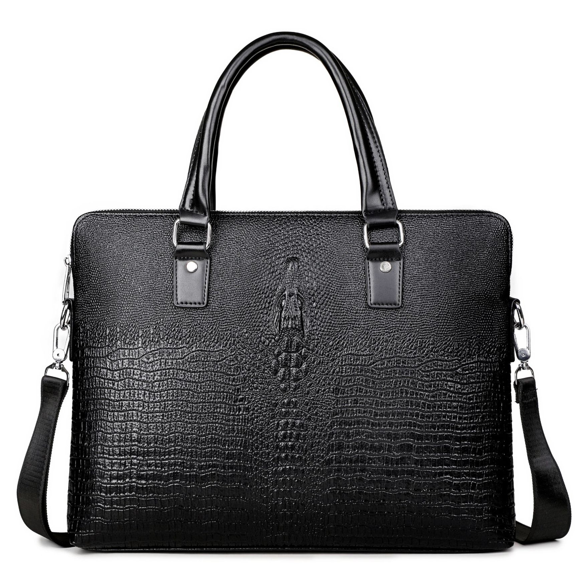 Croc-Embossed Business Briefcase