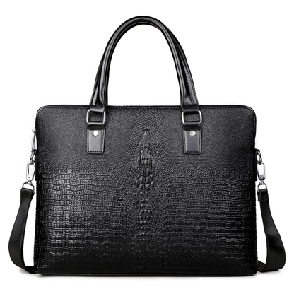 Croc-Embossed Business Briefcase