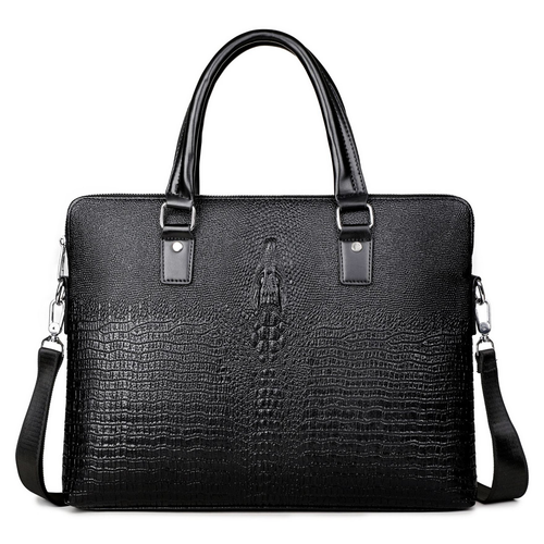 Croc-Embossed Business Briefcase