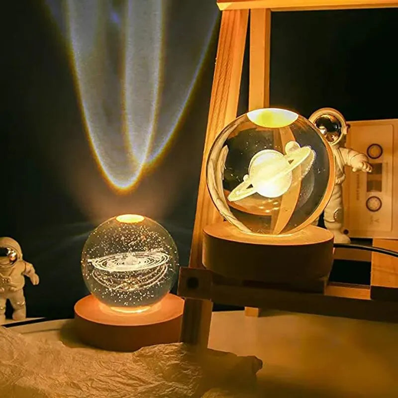 Luz nocturna LED Bola de cristal de galaxia Vía Láctea del sistema solar