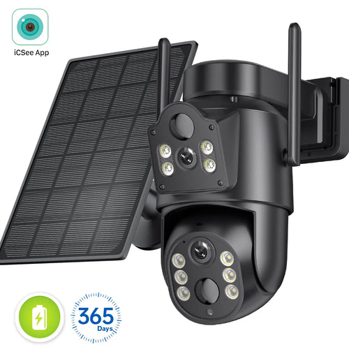 Cámara Solar de Doble Lente 4K WiFi para Exteriores