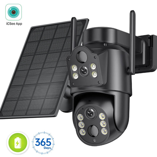 Cámara Solar de Doble Lente 4K WiFi para Exteriores