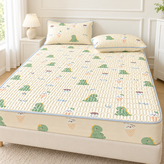 Quilted Printed Fitted Mattress Cover Set