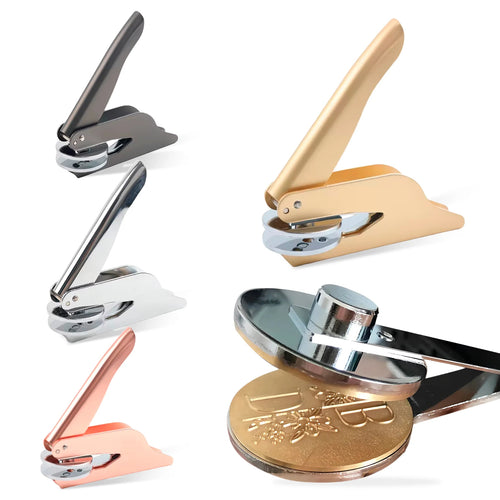 Custom Embosser for Books; metal handheld embossers in rose gold, gold, and silver from ViralGalleria.com