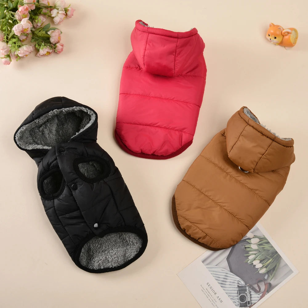 Veste douillette à capuche pour animaux de compagnie