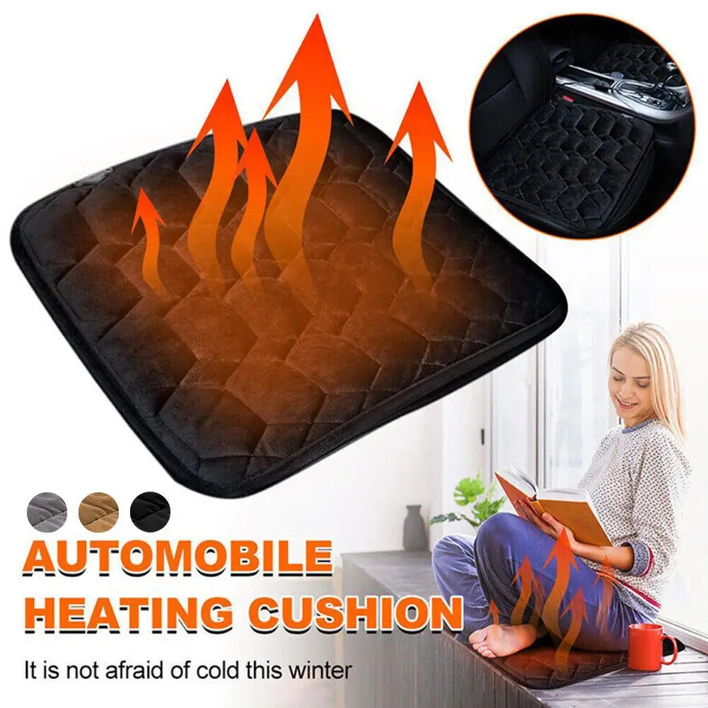 Car heated seat cushion, black quilted car seat cover by ViralGalleria.com