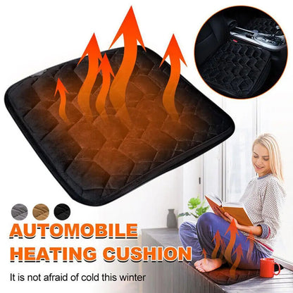 Car heated seat cushion, black quilted car seat cover by ViralGalleria.com