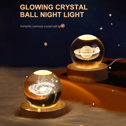 Luz nocturna LED Bola de cristal de galaxia Vía Láctea del sistema solar