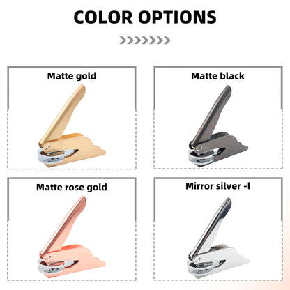 Custom Embosser for Books in four finishes: matte gold, matte black, matte rose gold, mirror silver - ViralGalleria