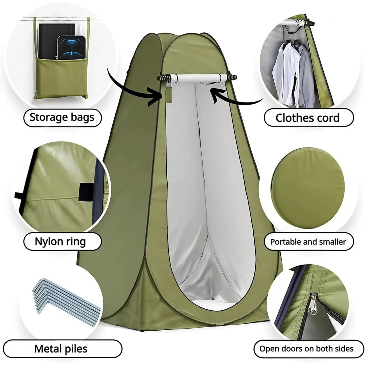 Pop-Up Privacy Tent olive green by ViralGalleria.com; portable privacy enclosure with dual-entry doors.
