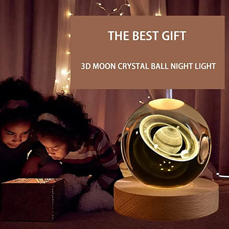 Luz nocturna LED Bola de cristal de galaxia Vía Láctea del sistema solar