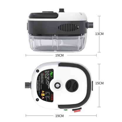 2500W high pressure steam cleaner from ViralGalleria.com; compact white and black unit with transparent water tank.