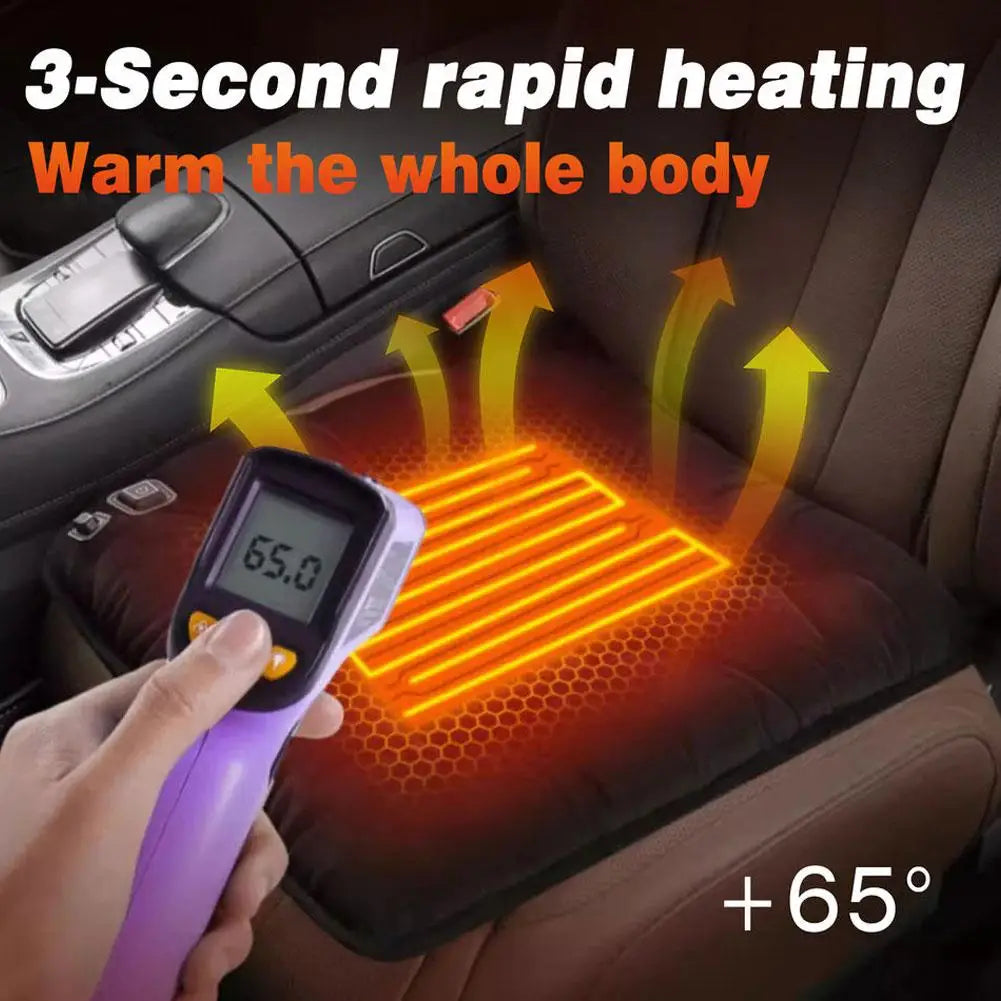 Car heated seat cushion with black pad and purple controller