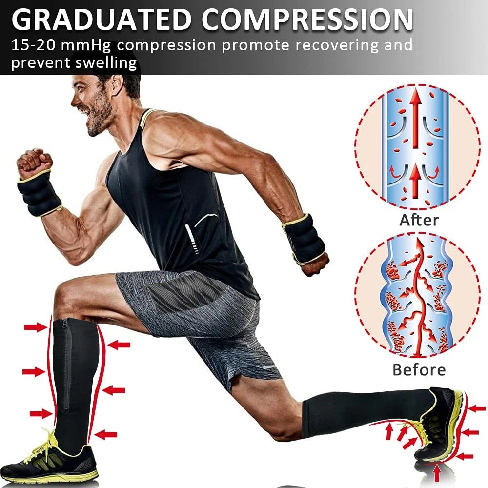Zipper Compression Socks, knee-high black with zipper, ViralGalleria.com