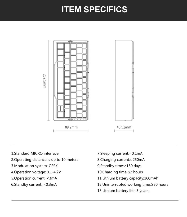 Mini teclado Bluetooth plegable