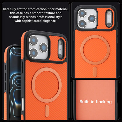 Carbon fiber iPhone case in orange with built-in ring stand by ViralGalleria.com