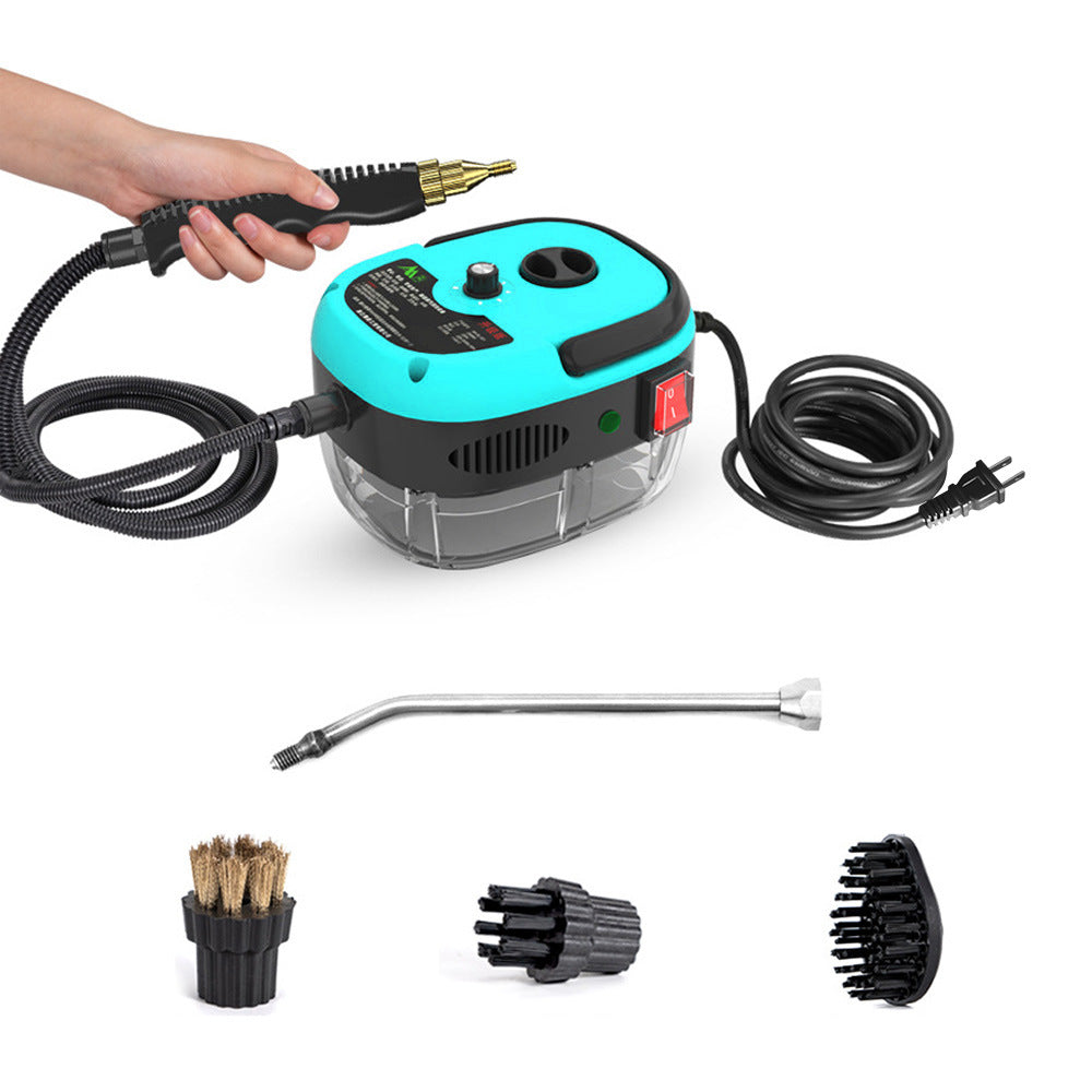 2500W High Pressure Steam Cleaner by ViralGalleria with turquoise body and brush attachment kit