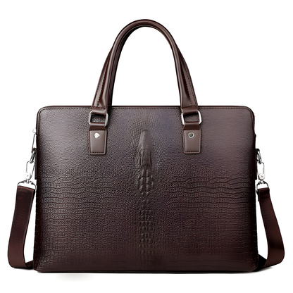 Croc-Embossed Business Briefcase