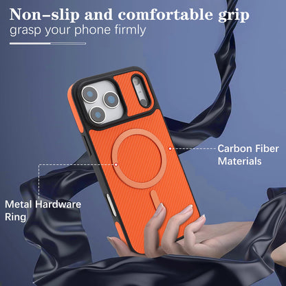 Carbon Fiber Case for iPhone by ViralGalleria.com, orange with black bumper