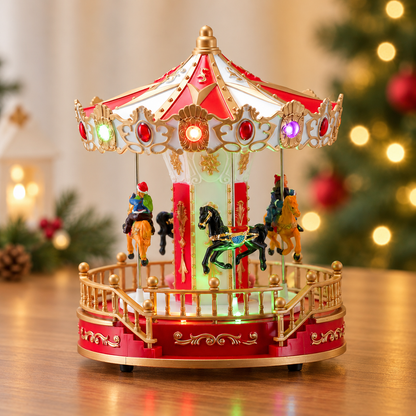 Light-Up Christmas Carousel Music Box