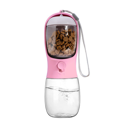 Botella de agua portátil para perros con recipiente para comida