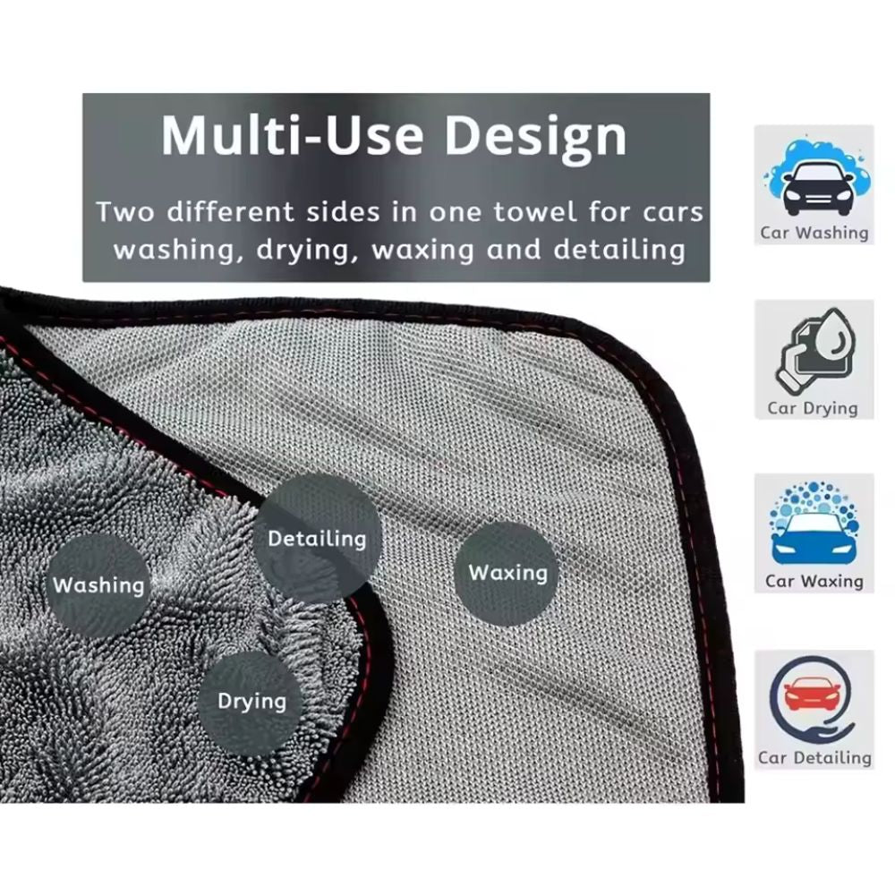 Toalla de microfibra de rizo de 1200GSM para secado de coches