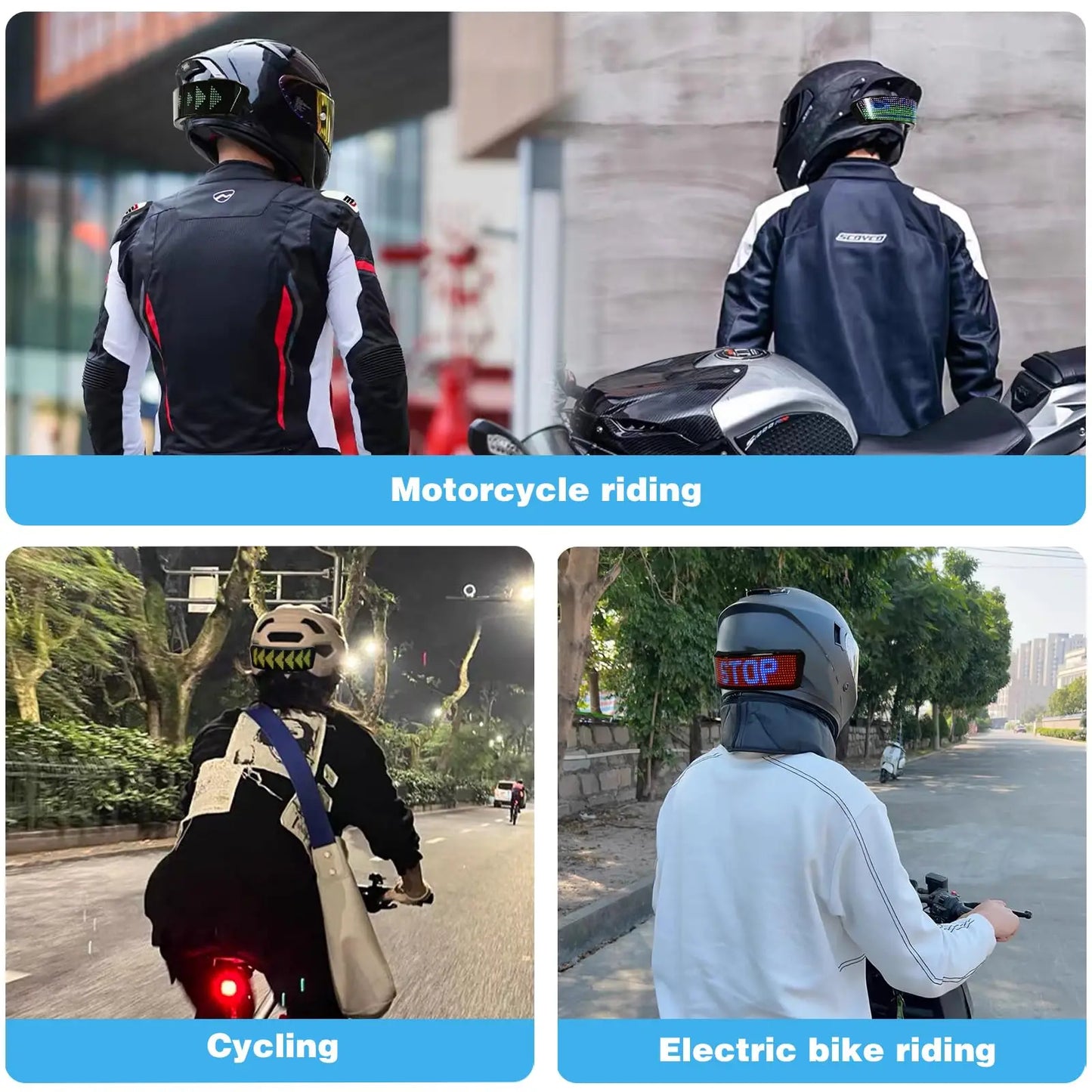 Pantalla LED programable para casco de motocicleta