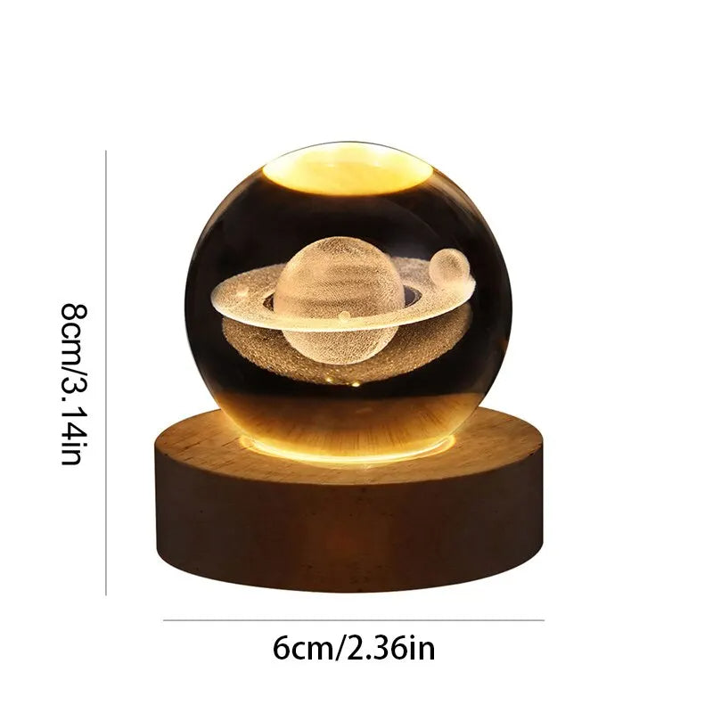 Luz nocturna LED Bola de cristal de galaxia Vía Láctea del sistema solar
