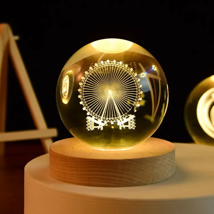 Luz nocturna LED Bola de cristal de galaxia Vía Láctea del sistema solar