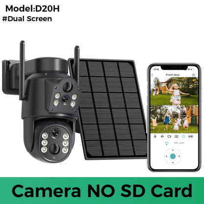 Cámara Solar de Doble Lente 4K WiFi para Exteriores