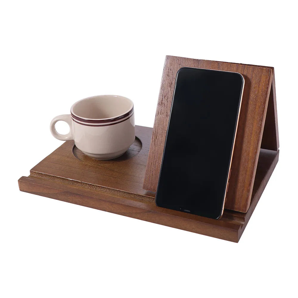 Wooden Book Stand With Cup Holder