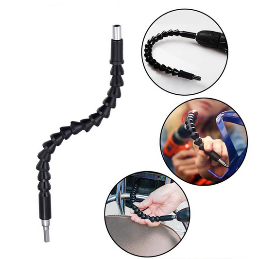 Black flexible 1/4-inch hex drill and screwdriver bit extension